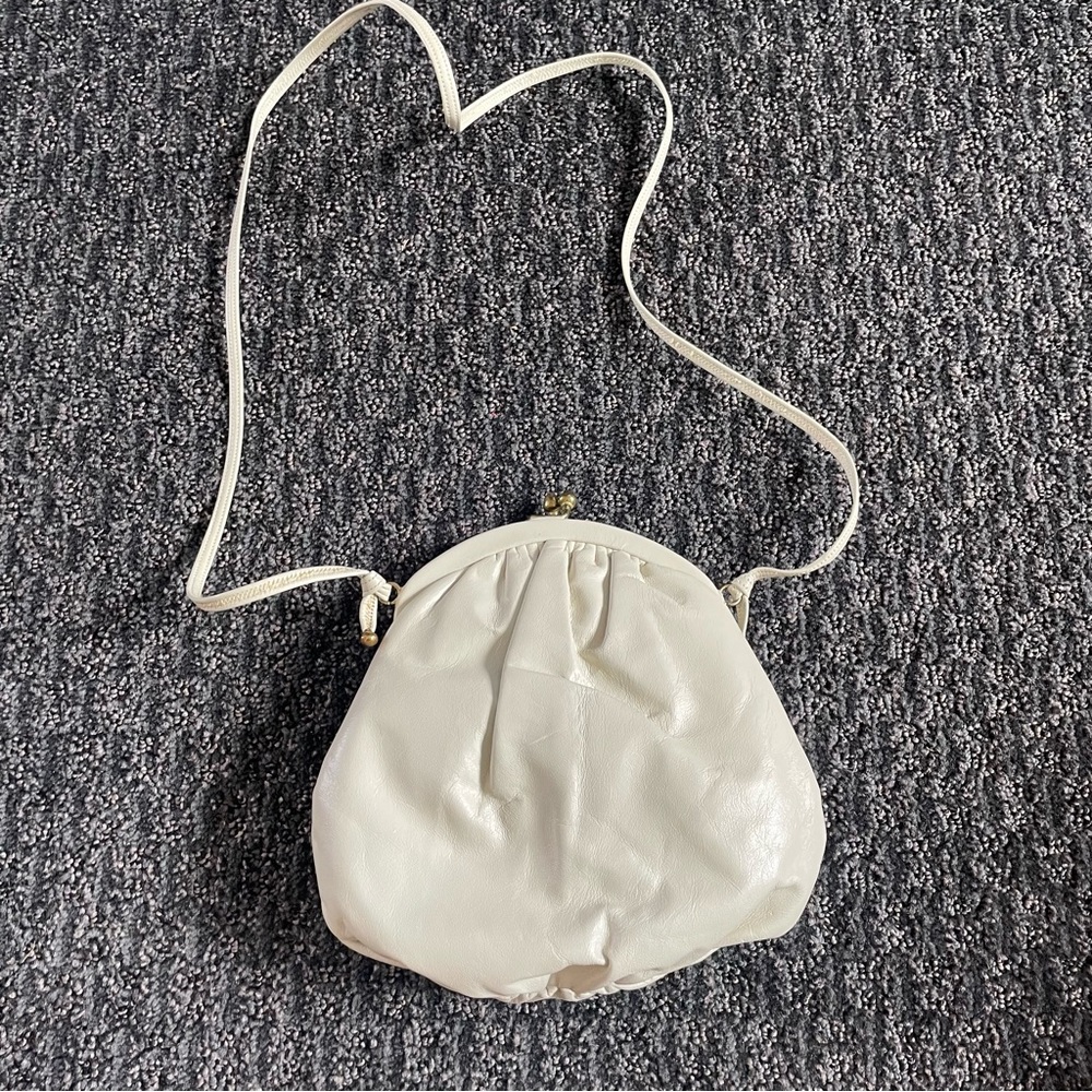 Creme Faux Leather Clutch